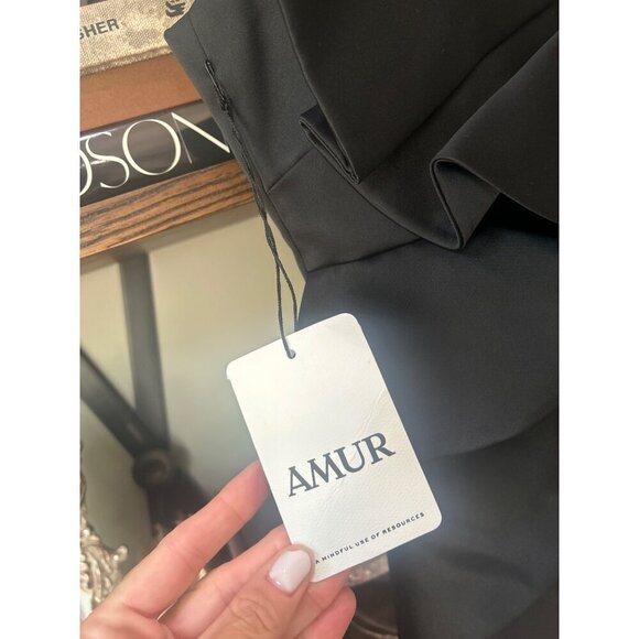 AMUR Hallie Satin Ruffle Mini Dress Black Womens Size 0 - Picture 7 of 9